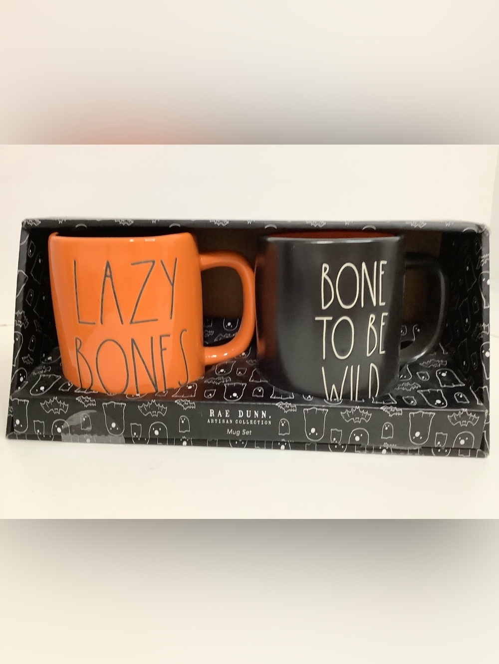 Rae Dunn Ceramic Mug Set - 'Lazy Bones' & 'Bone to Be Wild' NEW